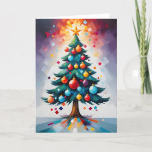 Christmas Tree Vibrant Colours Geometric Holiday Card