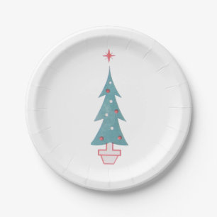 Christmas Tree Vintage 1950s Art Paper Plate