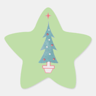 Christmas Tree Vintage 1950s Art Star Sticker