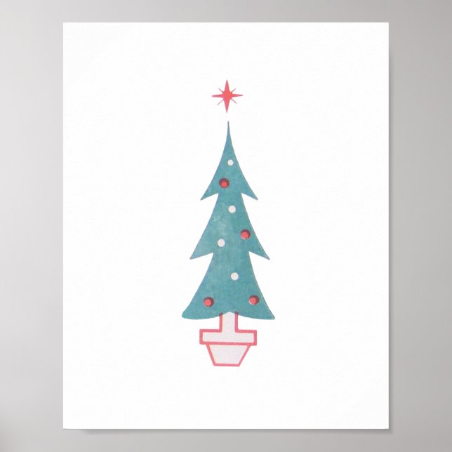 Christmas Tree Vintage 1950s Inspired Art Poster (Front)