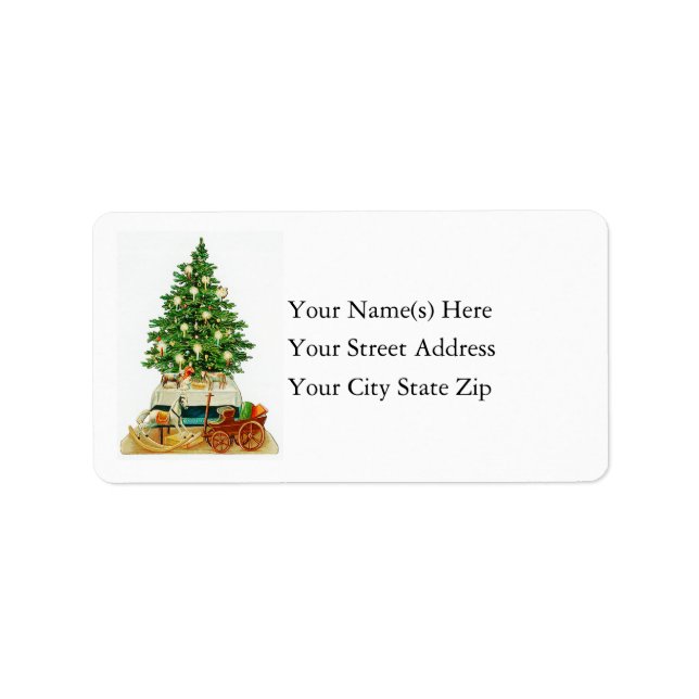 Christmas Tree Vintage Address Label (Front)