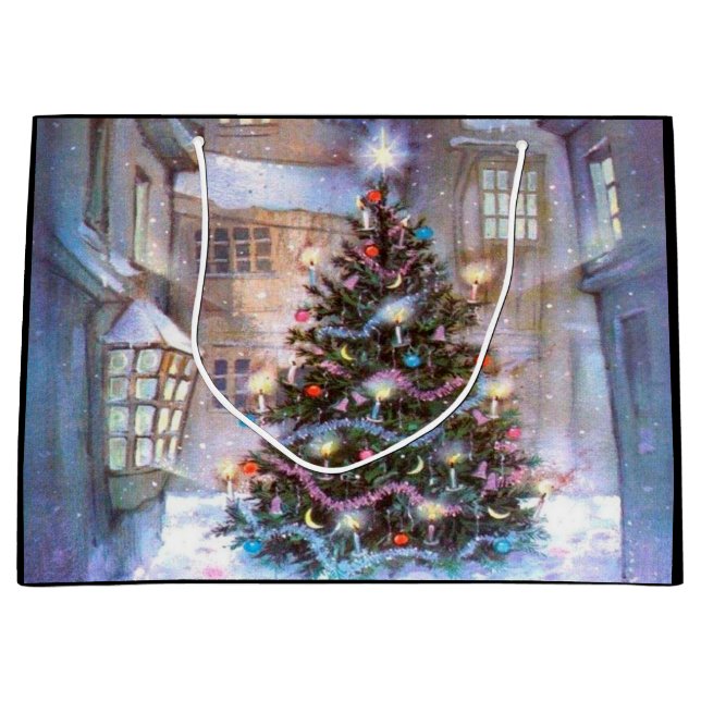 Christmas Tree Vintage Large Gift Bag (Front)