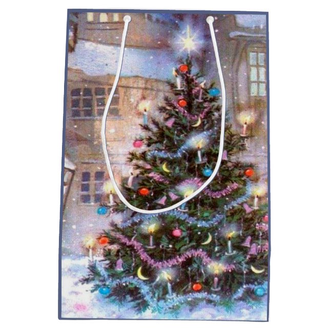 Christmas Tree Vintage Medium Gift Bag (Back)