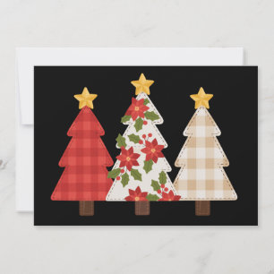 Christmas Tree Vintage Patchwork Cute Holiday  Card