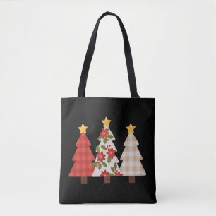 Christmas Tree Vintage Patchwork Cute Holiday Tote Bag