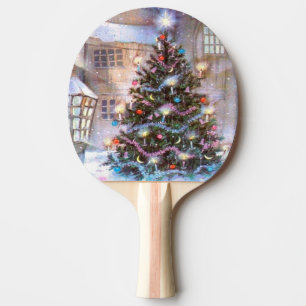 Christmas Tree Vintage Ping Pong Paddle