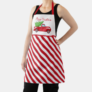 Christmas Tree Vintage Red Truck Apron
