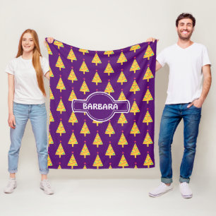 Christmas Tree Violet Yellow Minimal Pattern Fleece Blanket