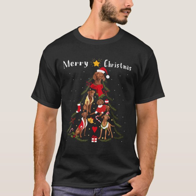 Christmas Tree Vizsla Lover Xmas Dog Owner  T-Shirt (Front)