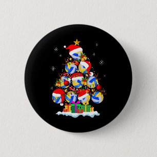 Christmas Tree Volleyball Ball Santa Hat Funny Xma 6 Cm Round Badge