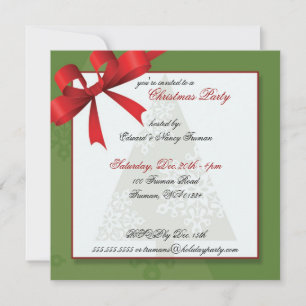 Christmas Tree w/ Ribbon Invitations