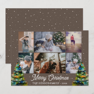 Christmas Tree Watercolor Family 6 Photo Collage 