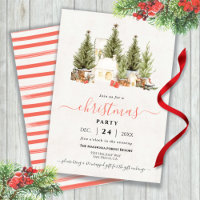 Christmas Tree Watercolor Gift exchange Party