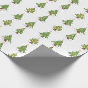Christmas Tree Watercolor Holiday Festive Green Wrapping Paper