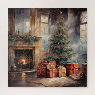 Christmas Tree watercolor  Jigsaw Puzzle