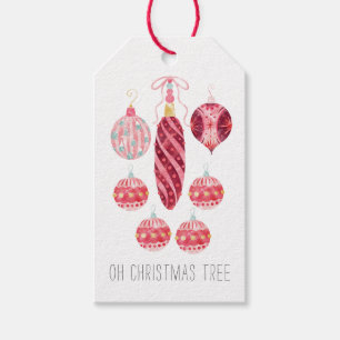 Christmas Tree Watercolor Ornaments Gift Tags