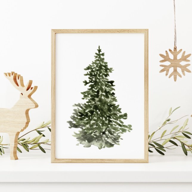 Christmas Tree Watercolor Poster