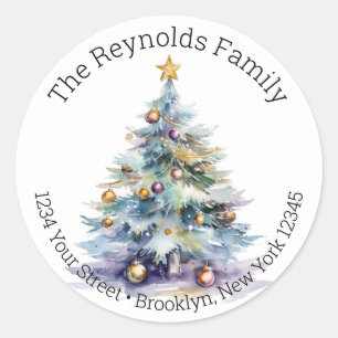 Christmas Tree - Watercolor  Return Address Labels