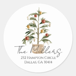 Christmas Tree Watercolor Return Address Sticker