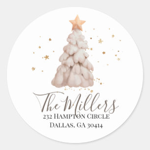 Christmas Tree Watercolor Return Address Sticker