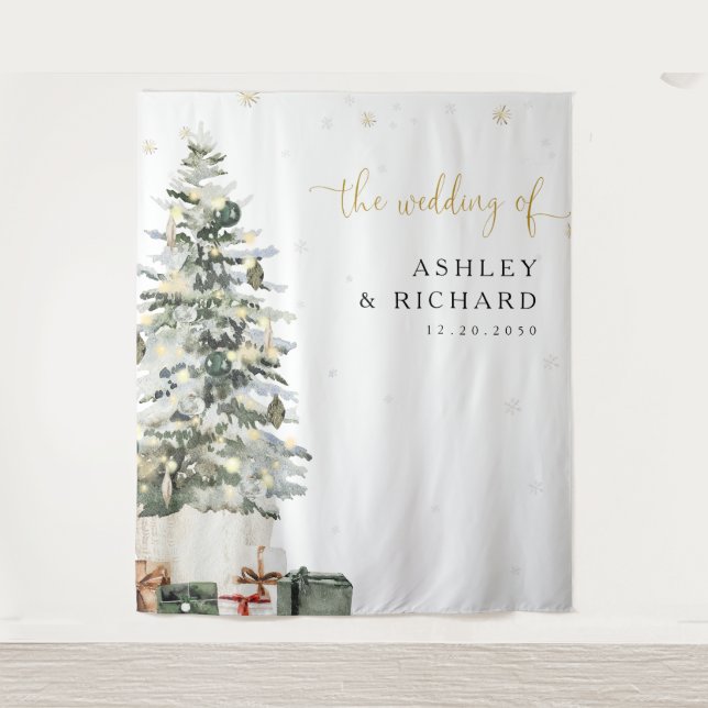 Christmas Tree Wedding Backdrops Tapestry (Front)