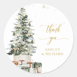Christmas Tree Wedding Classic Round Sticker