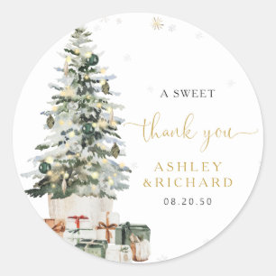 Christmas Tree Wedding Classic Round Sticker