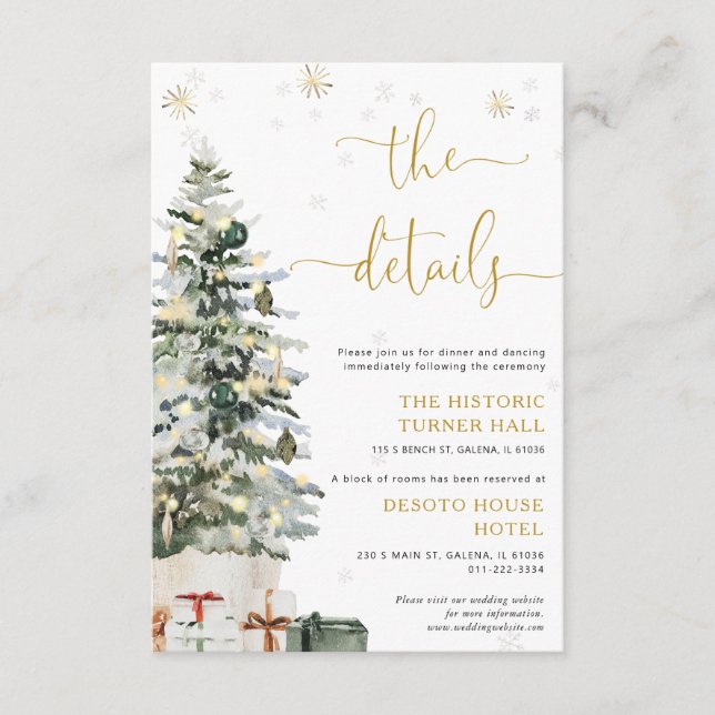 Christmas Tree Wedding Details Enclosure Card (Front)