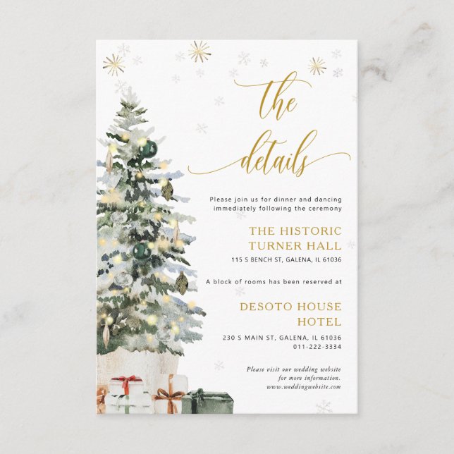 Christmas Tree Wedding Details Enclosure Card (Front)