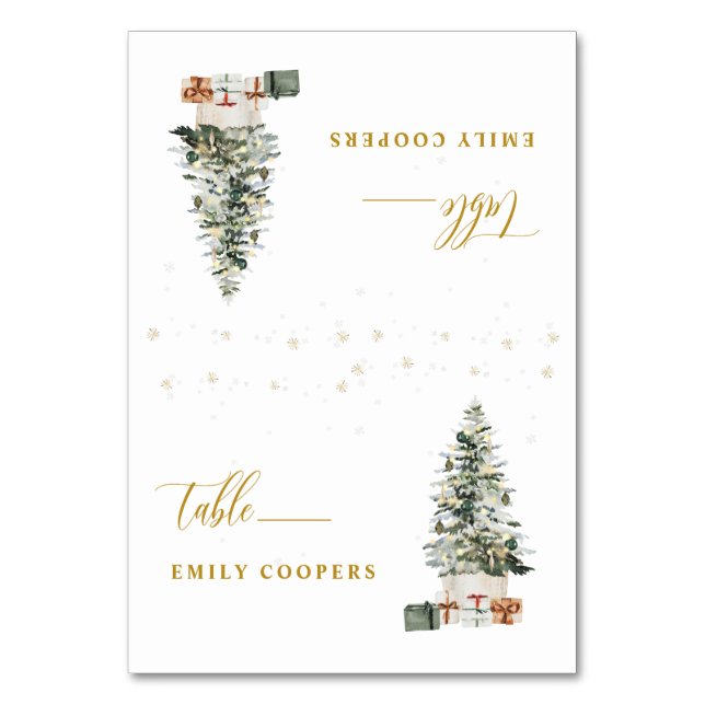 Christmas Tree Wedding Folded Place Card (Front)