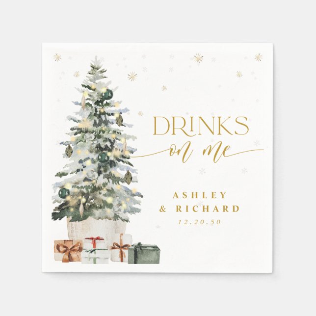 Christmas Tree Wedding Napkins (Front)