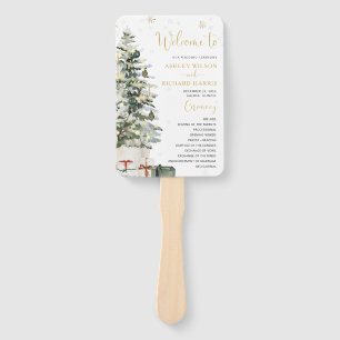 Christmas Tree Wedding Program Hand Fan