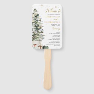 Christmas Tree Wedding Program Hand Fan
