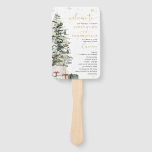Christmas Tree Wedding Program Hand Fan