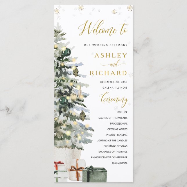 Christmas Tree Wedding Programme (Front)