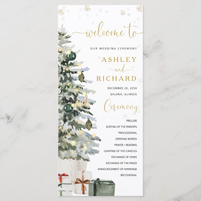 Christmas Tree Wedding Programme (Front)