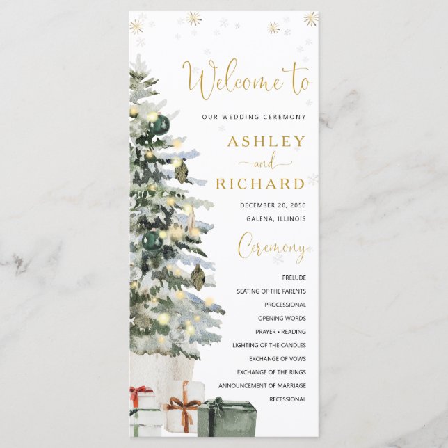Christmas Tree Wedding Programme (Front)