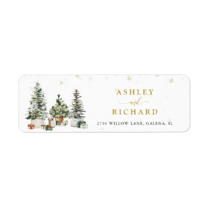 Christmas Tree Wedding Return Address Label