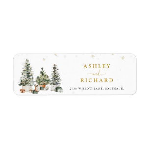 Christmas Tree Wedding Return Address Label