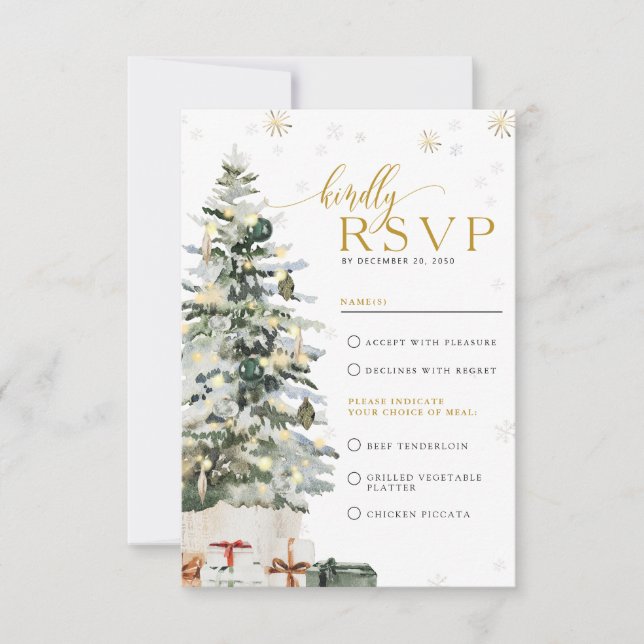Christmas Tree Wedding RSVP Card (Front)