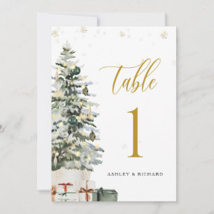 Christmas Tree Wedding Table Number Card