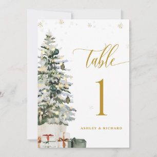 Christmas Tree Wedding Table Number Card