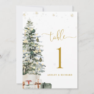 Christmas Tree Wedding Table Number Card