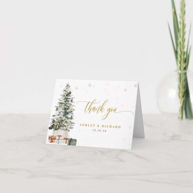 Christmas Tree Wedding Thank You Card (Front)
