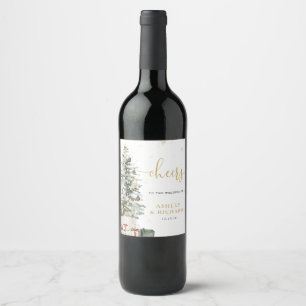 Christmas Tree Wedding Wine Bottle Label