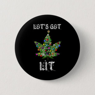 Christmas Tree Weed Leaf Pot Thc Gift Tee  6 Cm Round Badge