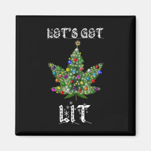 Christmas Tree Weed Leaf Pot Thc Gift Tee Magnet