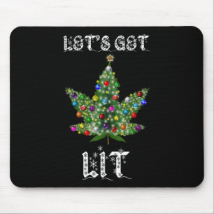 Christmas Tree Weed Leaf Pot Thc Gift Tee  Mouse Mat
