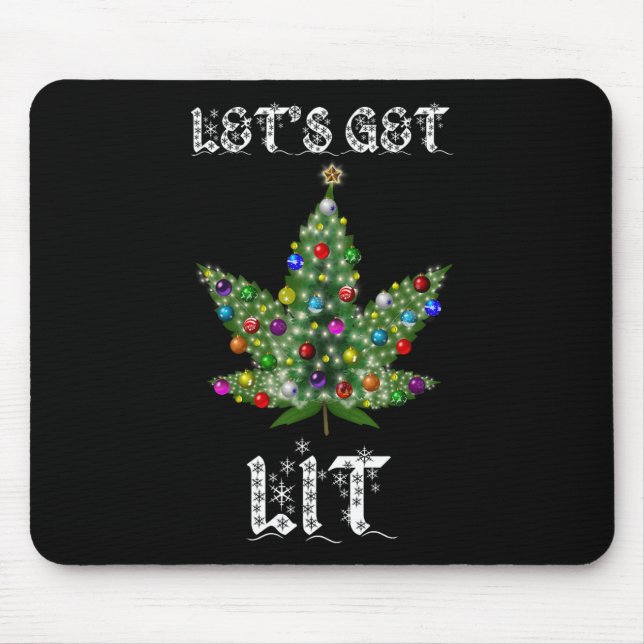 Christmas Tree Weed Leaf Pot Thc Gift Tee  Mouse Mat (Front)
