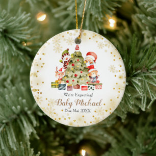 Christmas Tree We're Expecting Parents Ceramic Tree Decoration